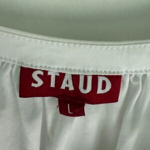 STAUD Vincent white button down maxi dress